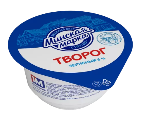 Творог зерненый "Минская марка" 5% 140 гр со сливками