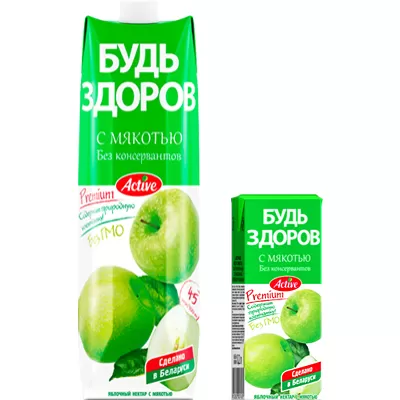 Нектары с мякотью «Будь Здоров»  яблочный