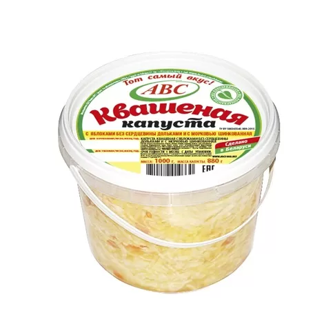 Капуста квашеная с яблоками без сердцевины с морковью  шинкованная «АВС»