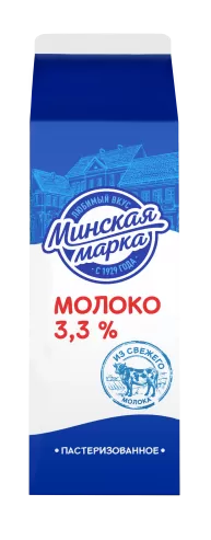 Молоко 3,3% 1 л пастеризованное "Минская марка"