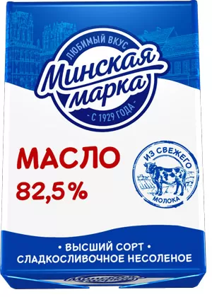 Масло cладкосливочное несоленое 82,5% 180 г "Минская марка"